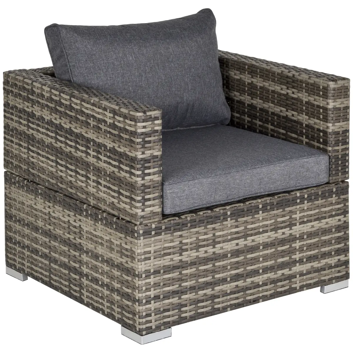 Outsunny Outdoor Patio Furniture Single Rattan Sofa Chair Padded Cushion - Garden Sofa Sets