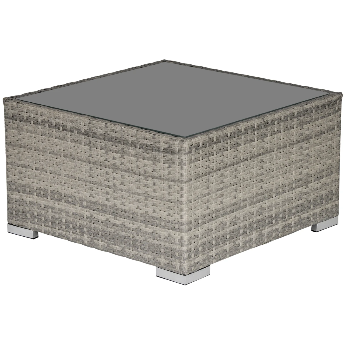 Outsunny Outsunny Rattan Wicker Patio Coffee Table Square Ready to Use Weatherproof Outdoor Furniture - Coffee Table