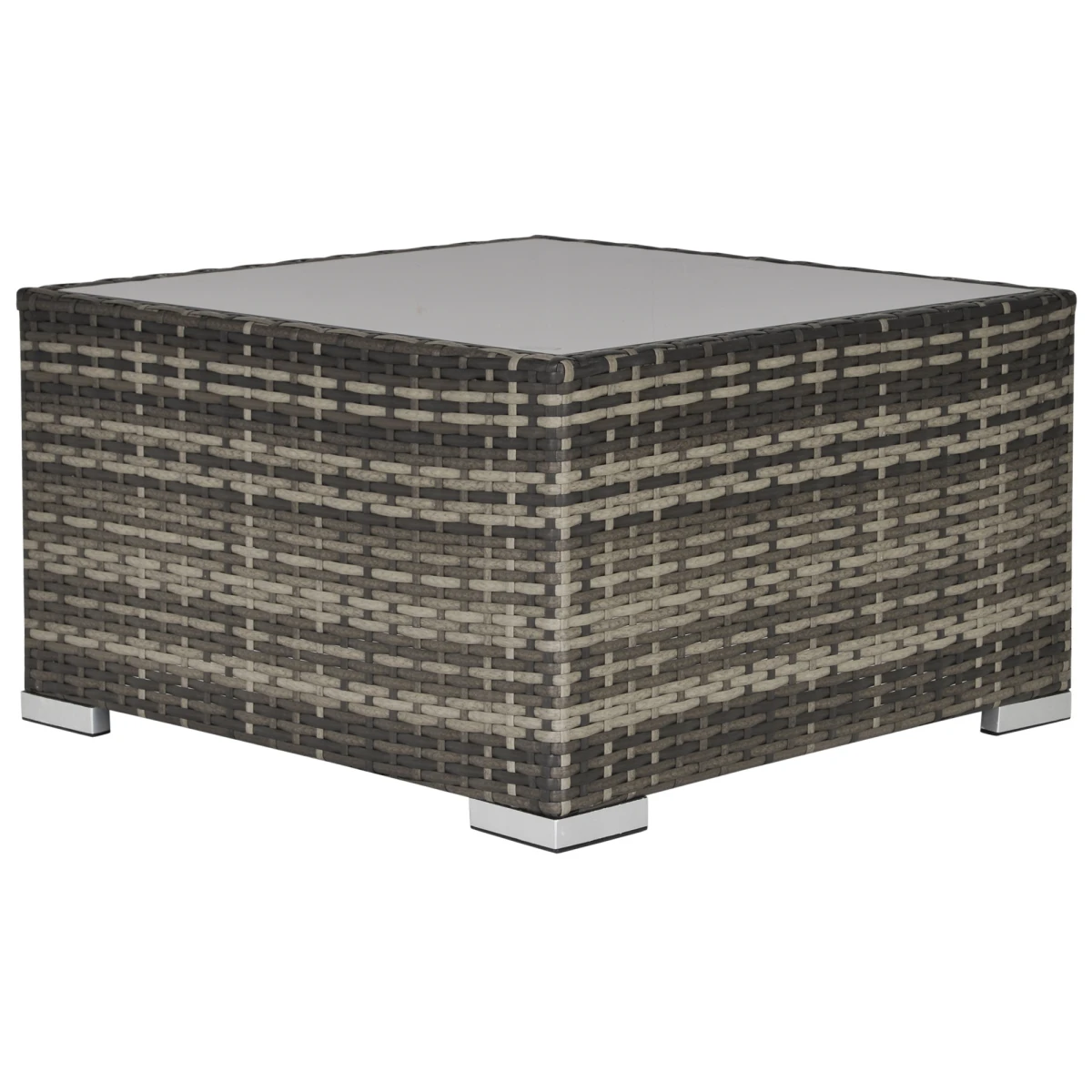 Outsunny Rattan Wicker Patio Coffee Table Square Ready to Use Weatherproof Outdoor Furniture by Outsunny