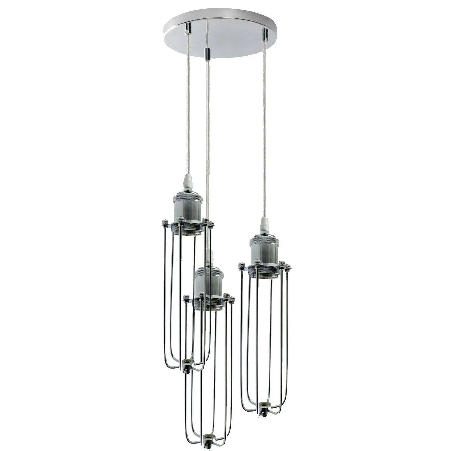 Un-branded 3 Way Cluster Hanging Ceiling Pendant Light E27 Chrome Light Fitting Lamp Kit - Pendant Lights