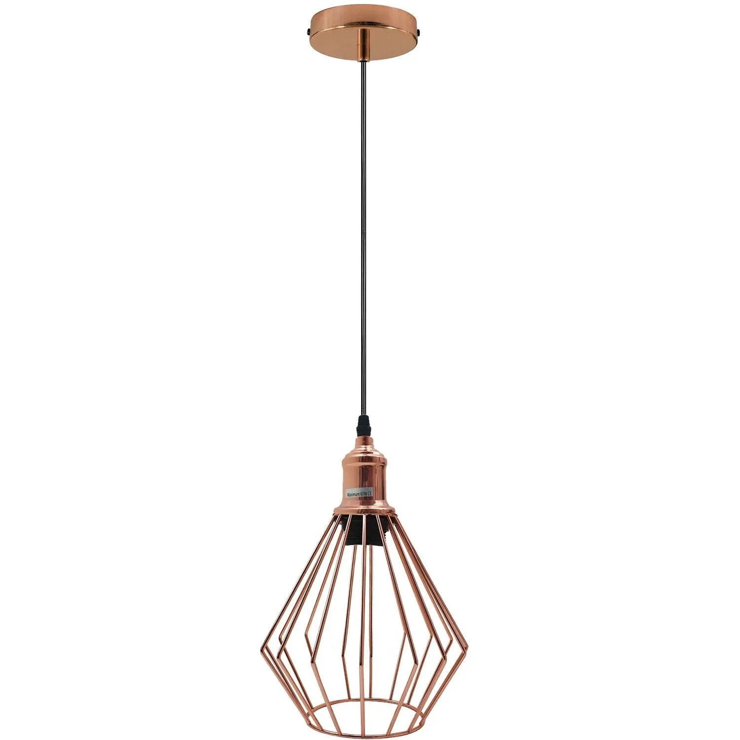 Un-branded Vintage Industrial Metal Diamond Cage Ceiling Pendant Light Modern Hanging Lamps - Pendant Lights