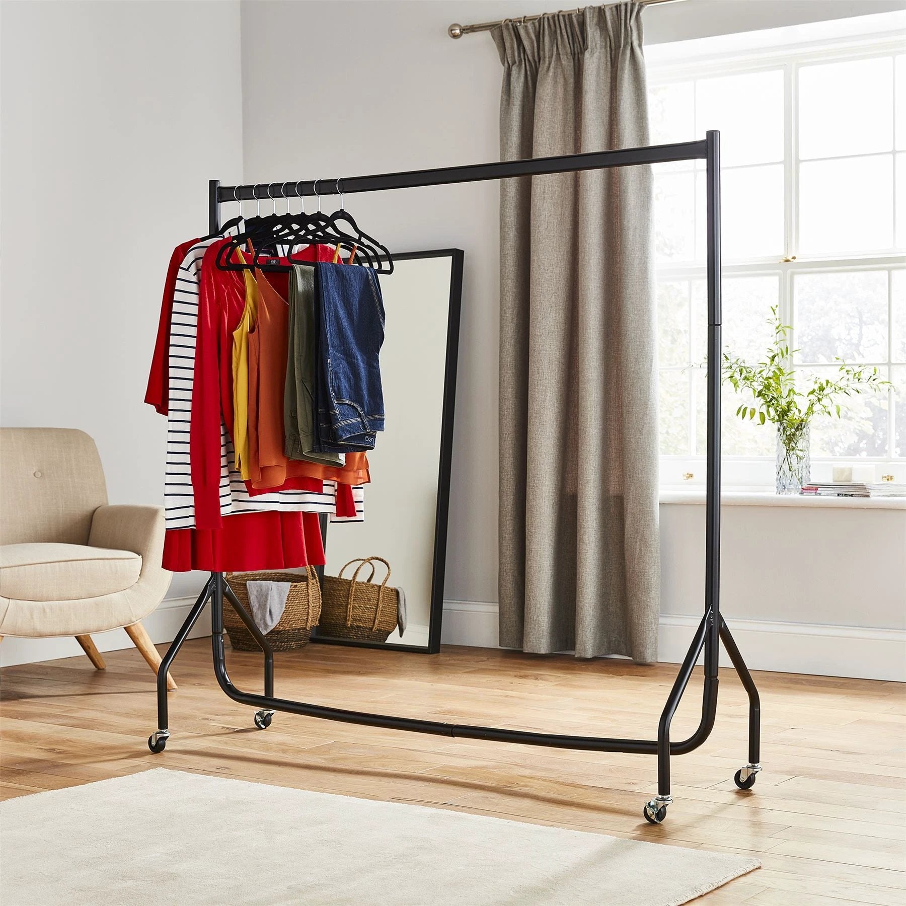 Unbranded Heavy Duty Steel Tall Clothes Rail With Wheels For Home - Wardrobe