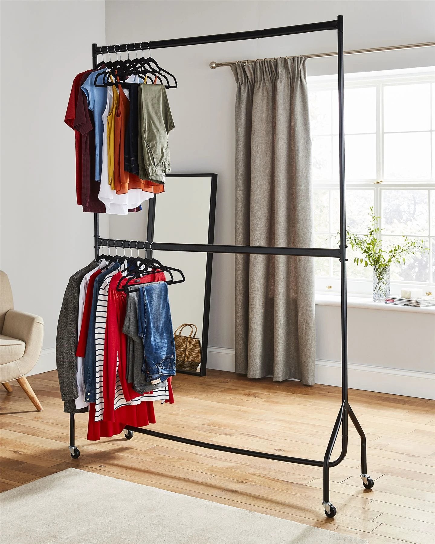 Quality Clothes Rail Two Tier Heavy Duty With Clip Home Use by Unbranded