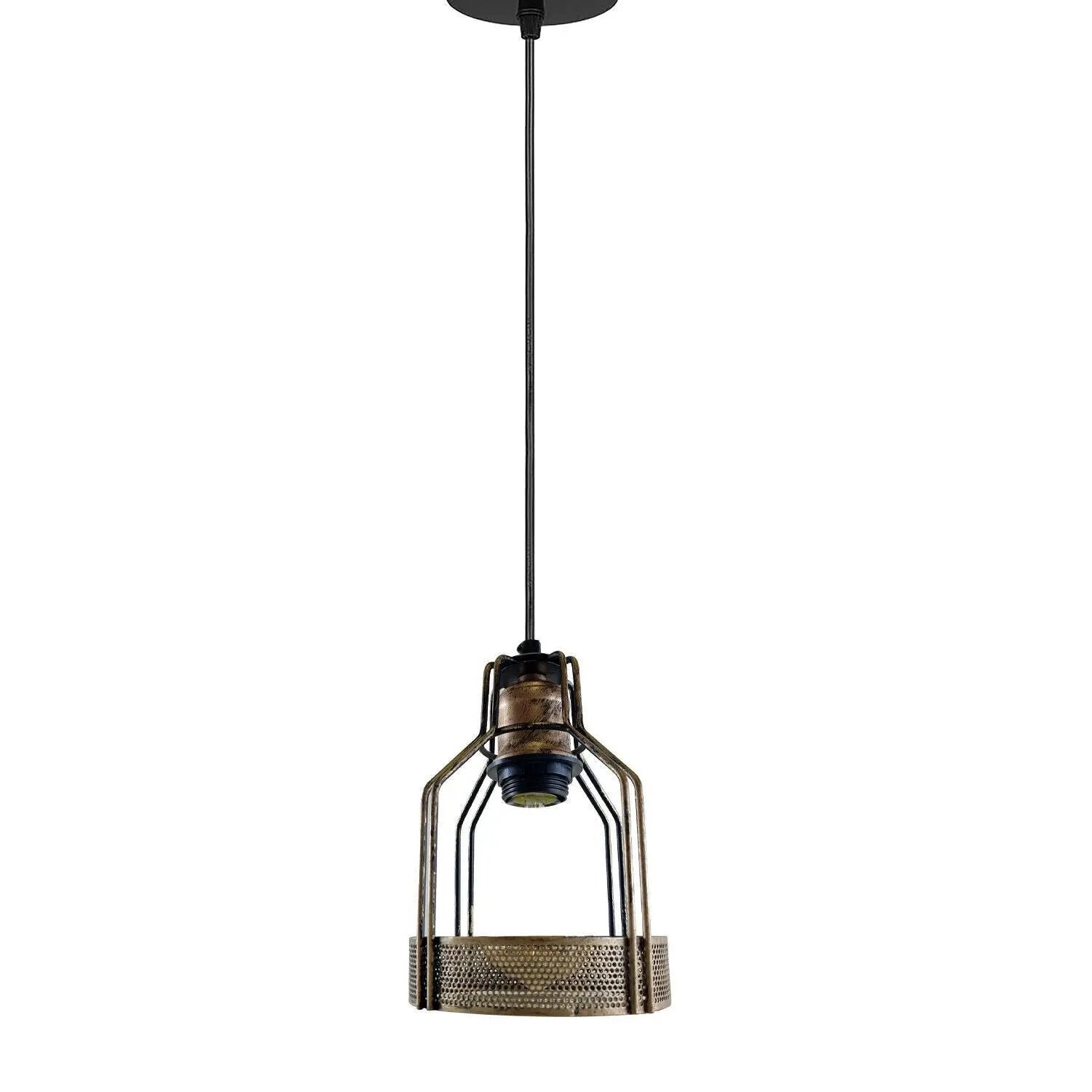 LEDSone Retro Industrial Brushed Copper Ceiling Pendant Indoor Lighting Metal Bird Cage Shade Hanging Lamp - Pendant Lights