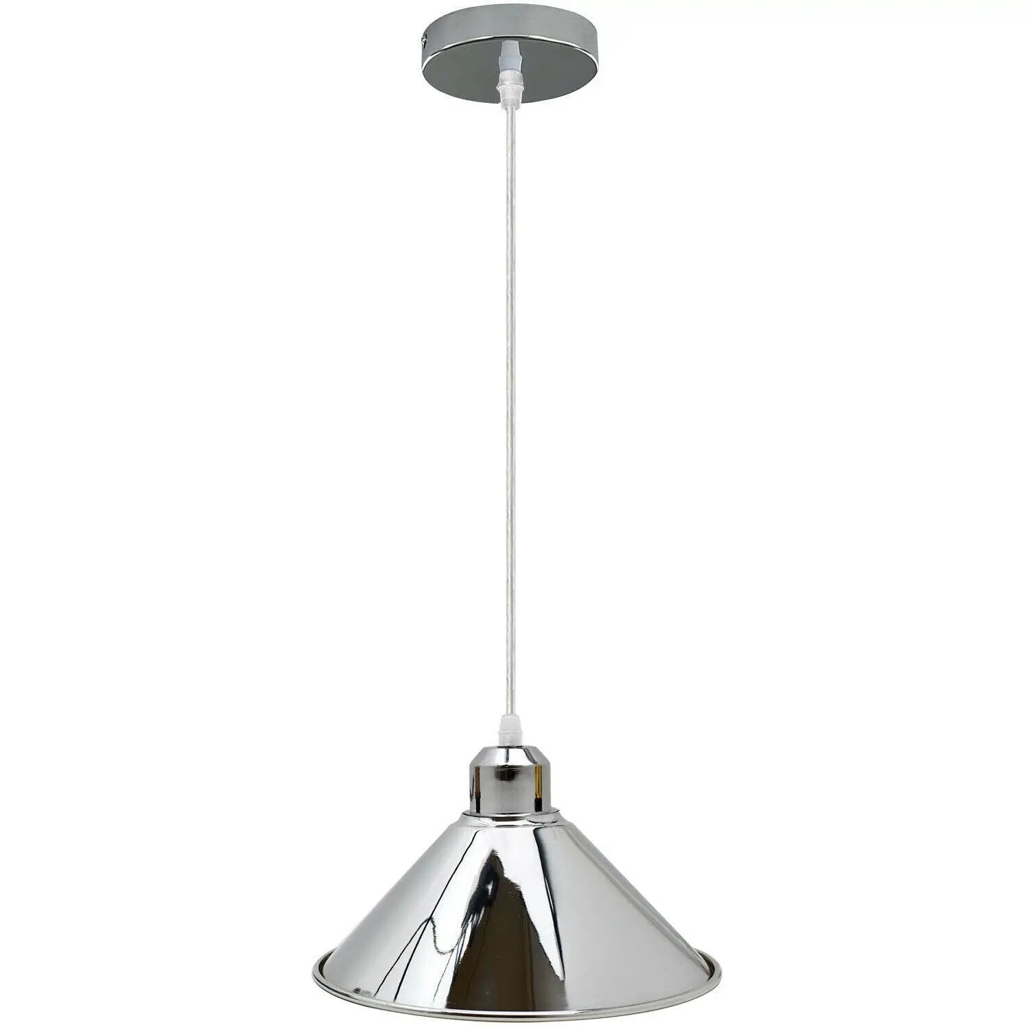LEDSone Modern Industrial Loft Chrome Ceiling Pendant Light Metal Cone Shape Shade Indoor Hanging Light - Pendant Lights