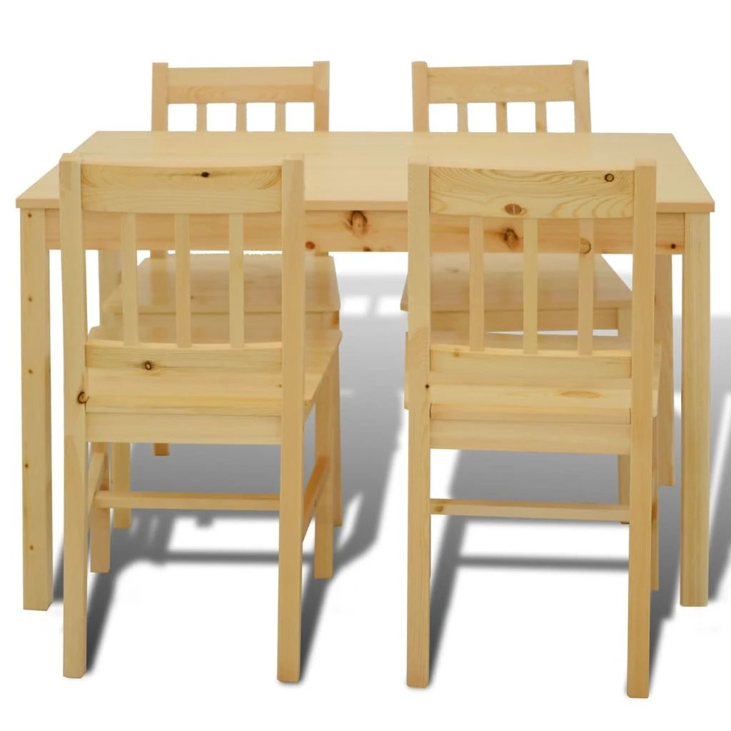 vidaXL vidaXL Dining Set 5 Pieces Pine Wood Natural - Dining Set