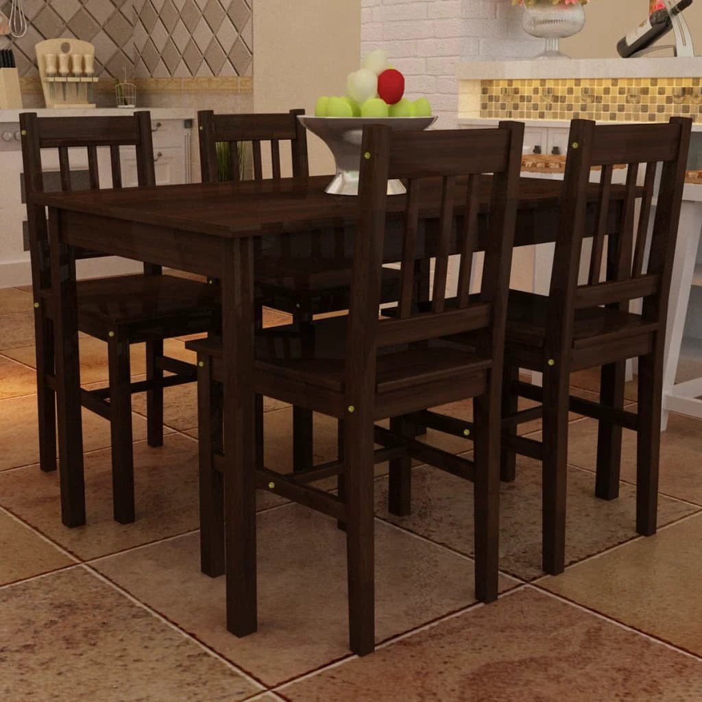 vidaXL vidaXL Dining Set 5 Pieces Pine Wood Natural - Dining Set
