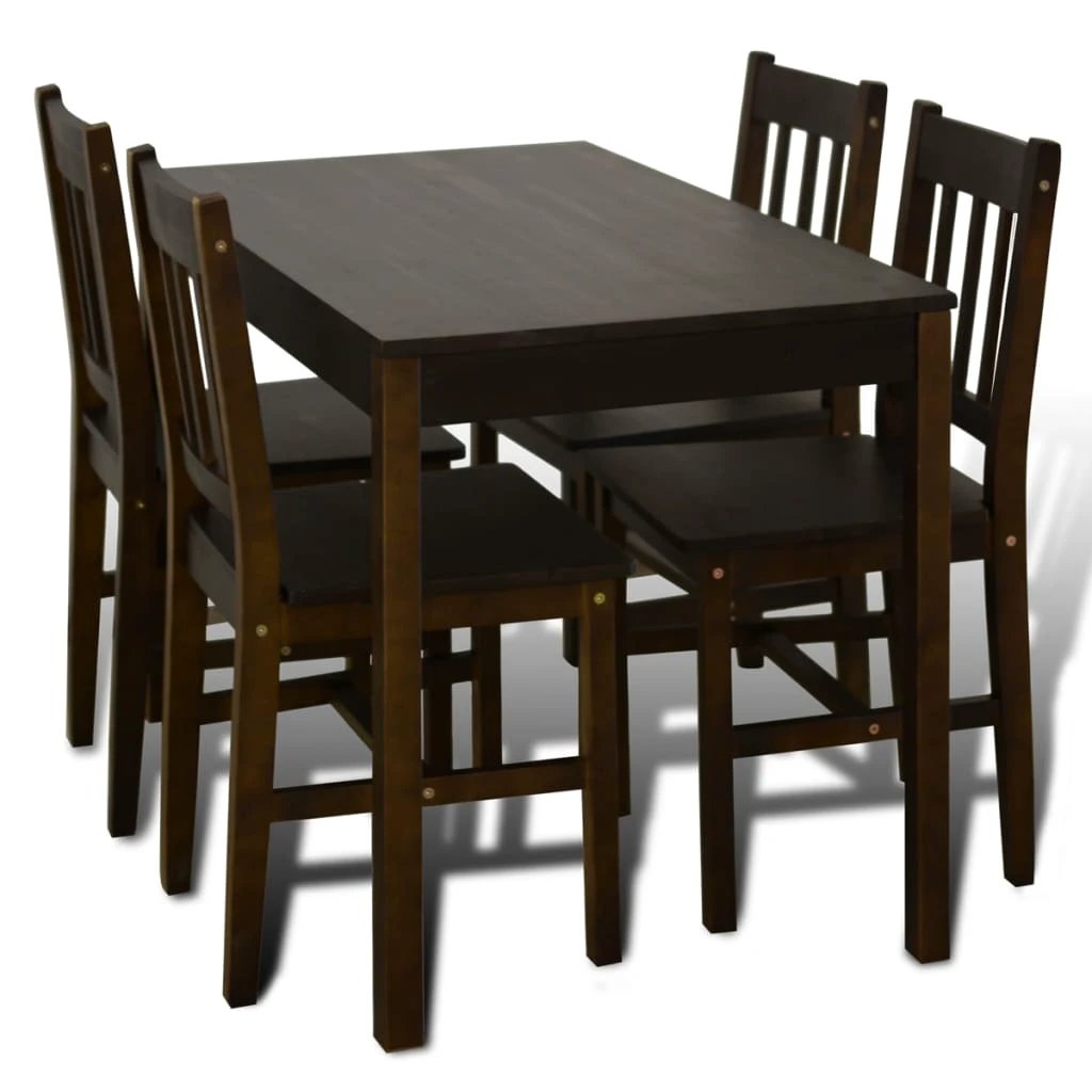 vidaXL vidaXL Dining Set 5 Pieces Pine Wood Natural - Dining Set