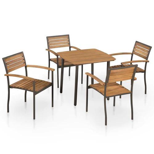 vidaXL 5 Piece Outdoor Dining Set Solid Acacia Wood and Steel by vidaXL