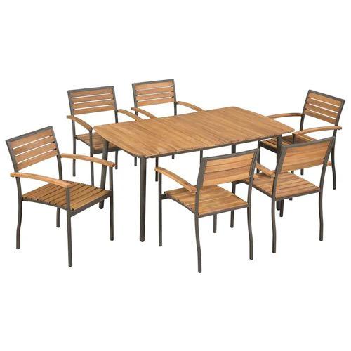 vidaXL vidaXL 5 Piece Outdoor Dining Set Solid Acacia Wood and Steel - Garden Set