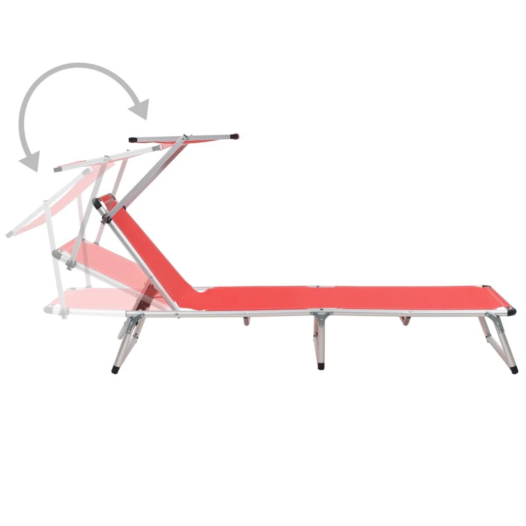 vidaXL vidaXL Folding Sun Lounger with Roof Aluminium and Textilene Blue - Sun Lounger