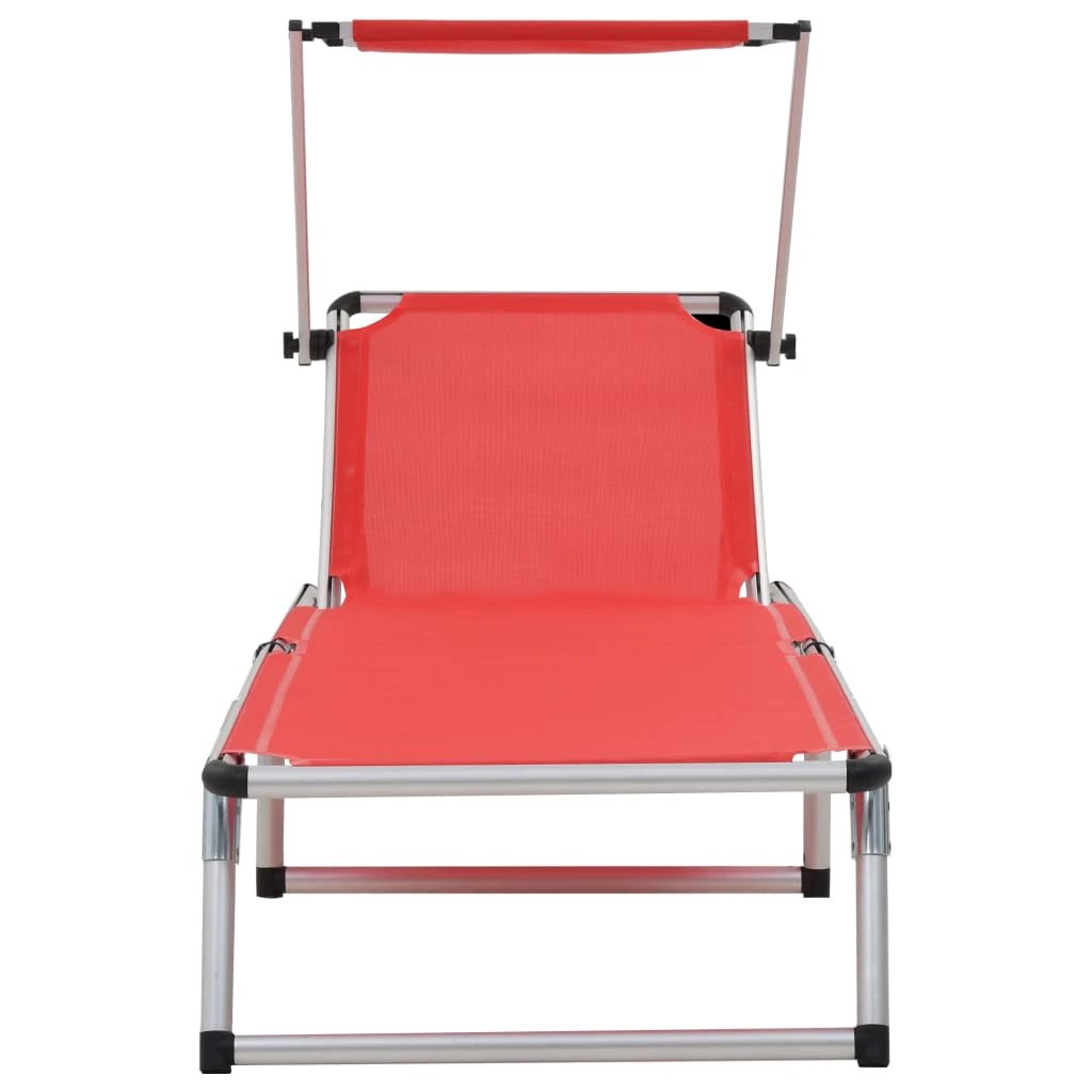vidaXL vidaXL Folding Sun Lounger with Roof Aluminium and Textilene Blue - Sun Lounger