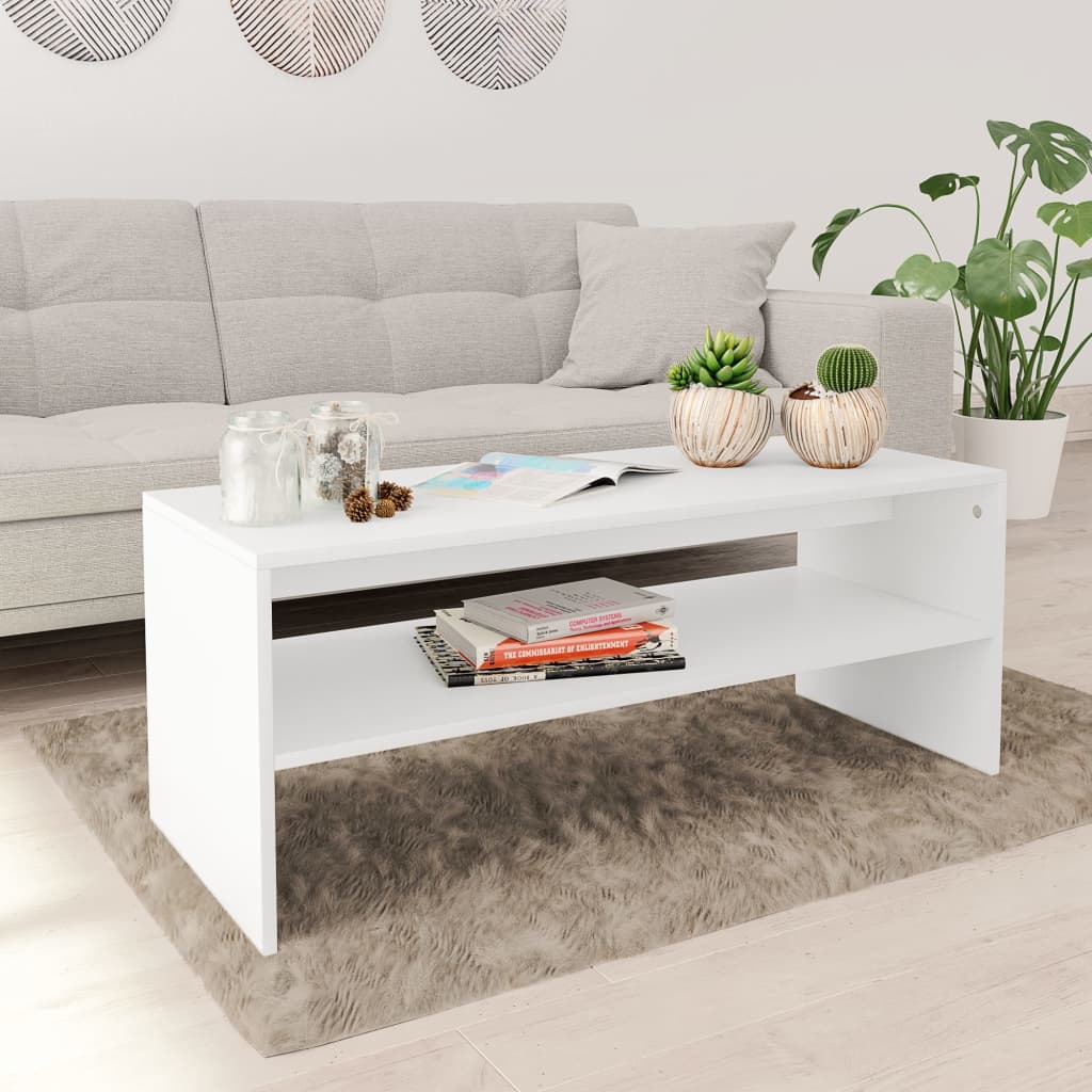 VidaXL Coffee Table 100x40x40 cm Smoked Oak Engineered Wood With Open Shelf Living Room by vidaXL