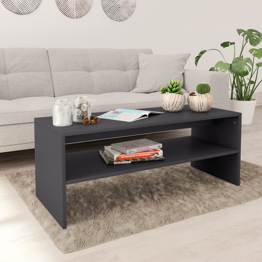 VidaXL Coffee Table 100x40x40 cm Smoked Oak Engineered Wood With Open Shelf Living Room by vidaXL