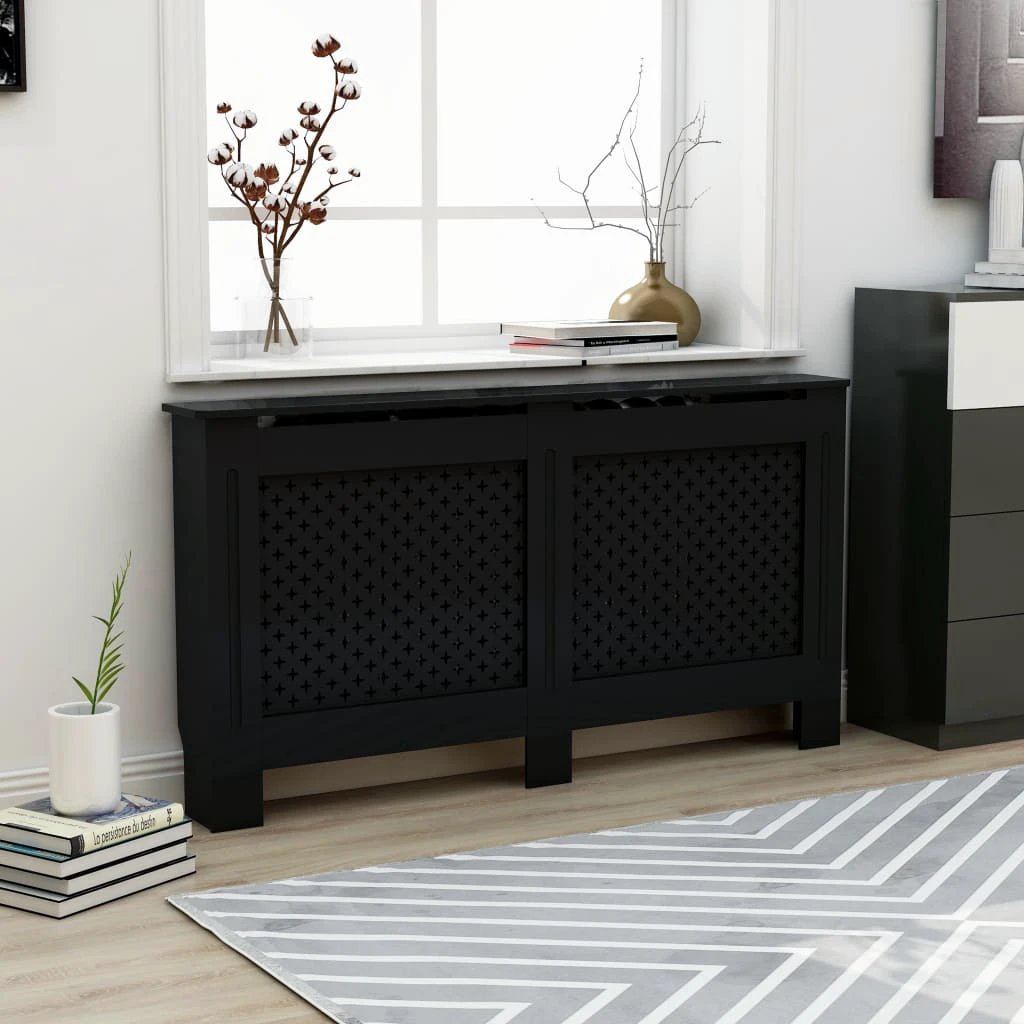 VidaXL MDF Radiator Cover White 205 cm Slatted Ventilated Cabinet For Living Room Decor by vidaXL