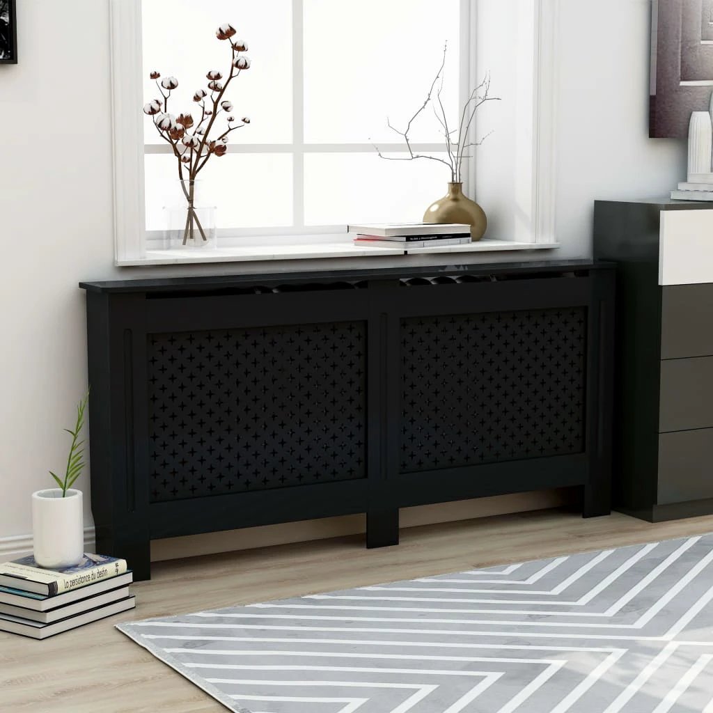 VidaXL MDF Radiator Cover White 205 cm Slatted Ventilated Cabinet For Living Room Decor by vidaXL