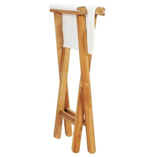 vidaXL Folding Chairs 2 pcs Solid Teak Wood and Fabric Cream White by vidaXL