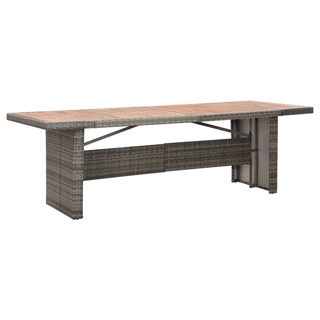 vidaXL Garden Table 240x90x74 cm Poly Rattan and Solid Acacia Wood by vidaXL