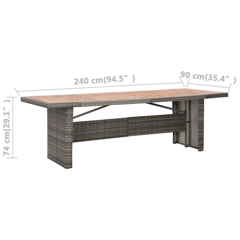 vidaXL Garden Table 240x90x74 cm Poly Rattan and Solid Acacia Wood by vidaXL