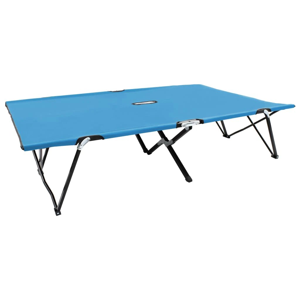 vidaXL vidaXL Two Person Folding Sun Lounger Blue Steel - Sun Lounger