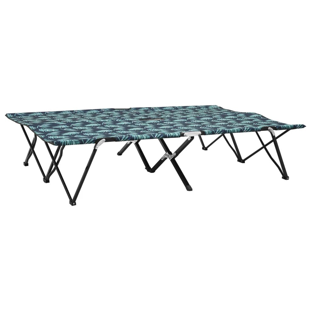 vidaXL vidaXL Two Person Folding Sun Lounger Blue Steel - Sun Lounger