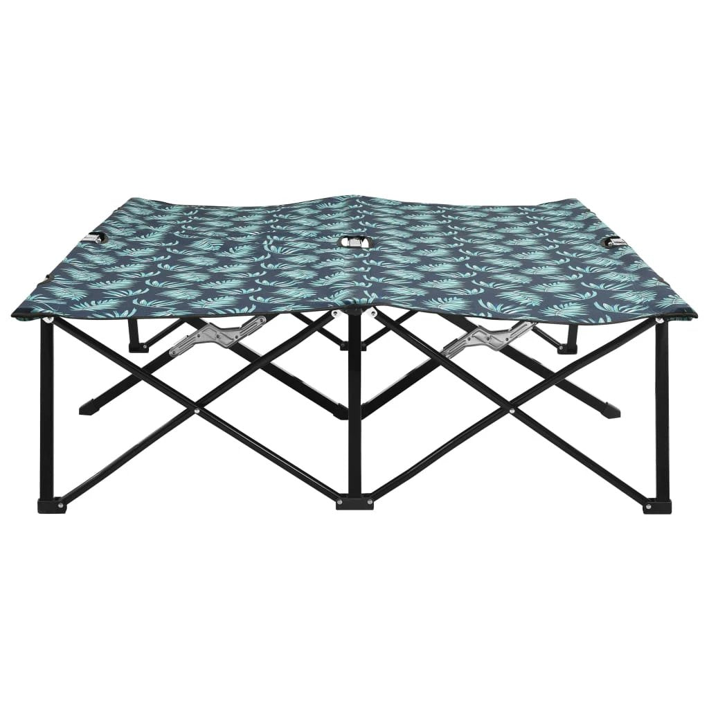 vidaXL vidaXL Two Person Folding Sun Lounger Blue Steel - Sun Lounger