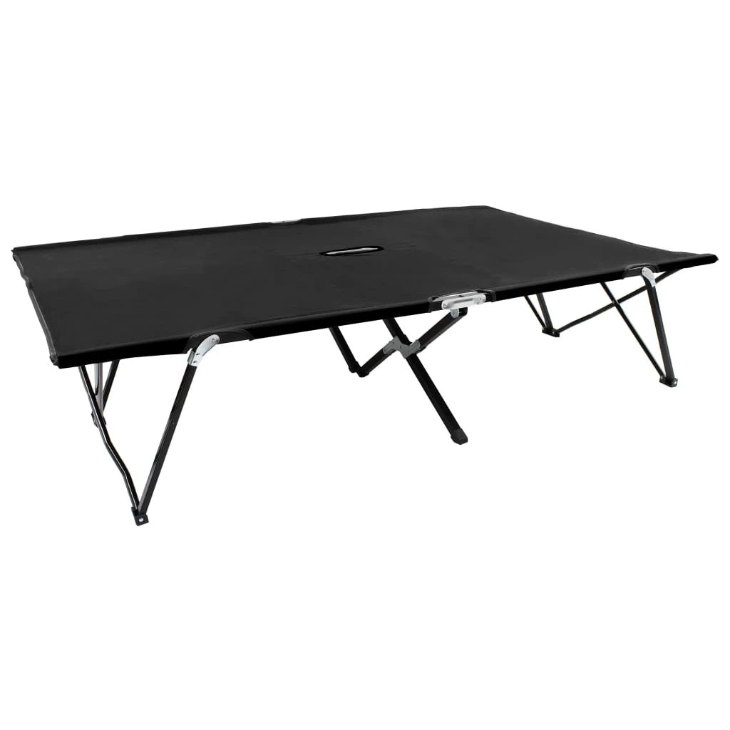 vidaXL Two Person Folding Sun Lounger Blue Steel by vidaXL