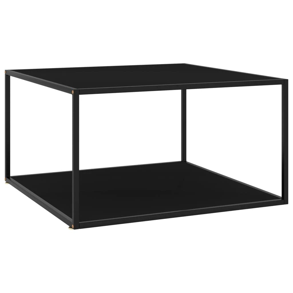 vidaXL vidaXL Coffee Table 60x60x35 cm Tempered Glass Marble Look Durable Black Steel Frame Living Room Decor - Coffee Table