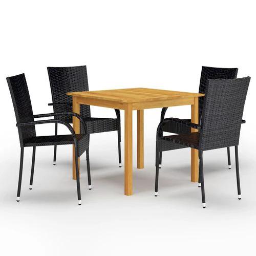 vidaXL vidaXL 3 Piece Garden Dining Set with Solid Acacia Wood Table and Weather-Resistant Rattan Chairs for Outdoor Entertaining - Garden Set
