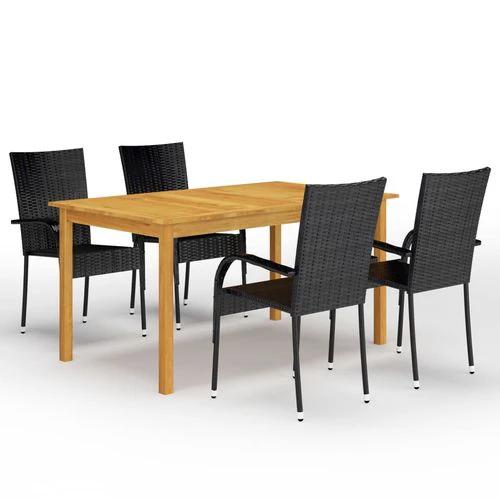 vidaXL 5 Piece Garden Dining Set 150x90x74 cm Solid Acacia Wood Table with Weather-Resistant PE Rattan Chairs for Outdoor Use by vidaXL
