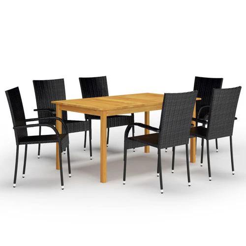 vidaXL 5 Piece Garden Dining Set 150x90x74 cm Solid Acacia Wood Table with Weather-Resistant PE Rattan Chairs for Outdoor Use by vidaXL