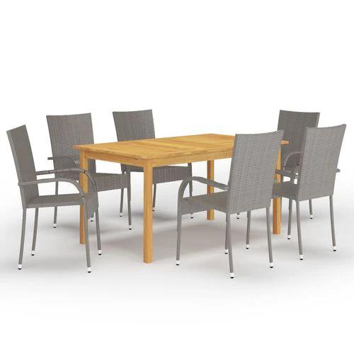vidaXL vidaXL 5 Piece Garden Dining Set 150x90x74 cm Solid Acacia Wood Table with Weather-Resistant PE Rattan Chairs for Outdoor Use - Garden Set