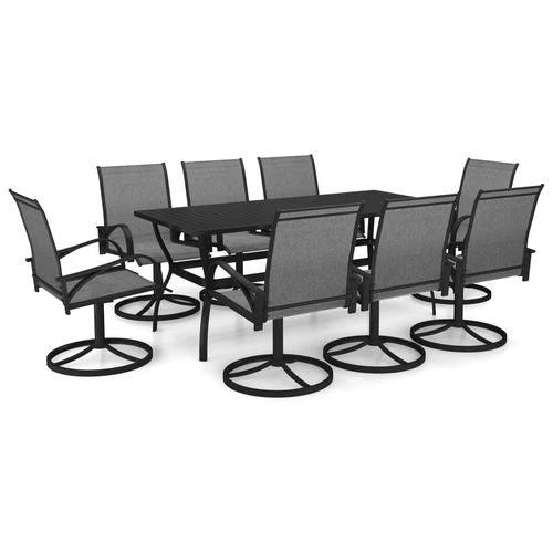 vidaXL 3 Piece Garden Dining Set with Powder-Coated Steel Frame and Breathable Textilene Fabric for Outdoor Entertaining by vidaXL