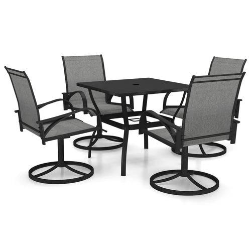 vidaXL 3 Piece Garden Dining Set with Powder-Coated Steel Frame and Breathable Textilene Fabric for Outdoor Entertaining by vidaXL
