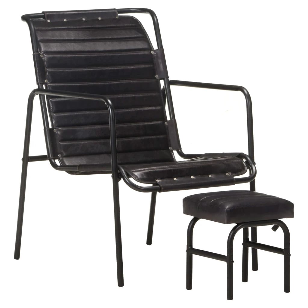 vidaXL VidaXL Medium Leather Armchair With Footrest Home - Armchair