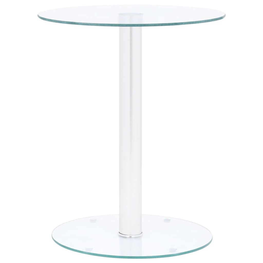 vidaXL Transparent Round Coffee Table 40 cm Tempered Glass with Aluminum Base for Living Room by vidaXL