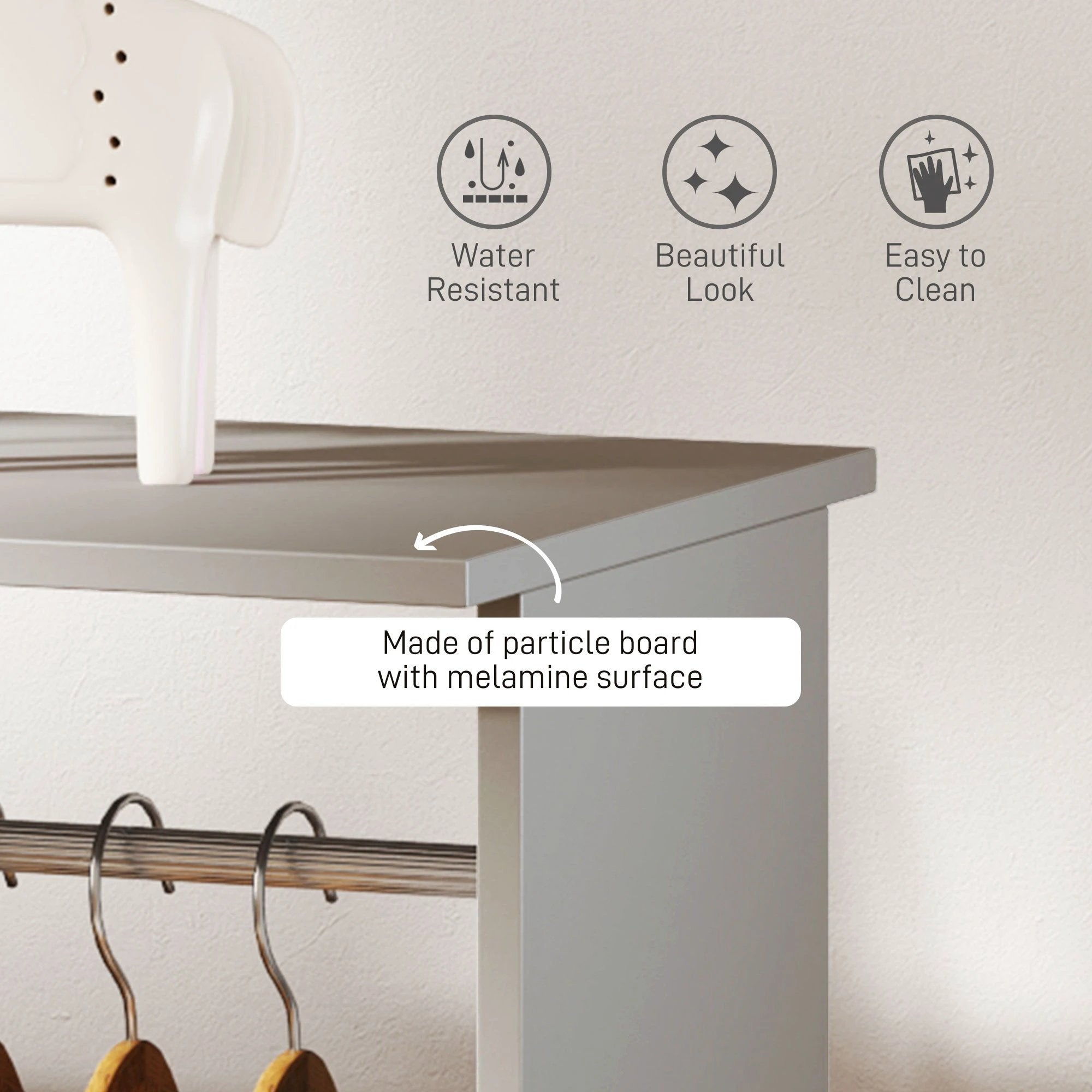 HOMCOM Mobile Double Open Wardrobe w/ Clothes Hanging Rail Clothing Grey - Wardrobe