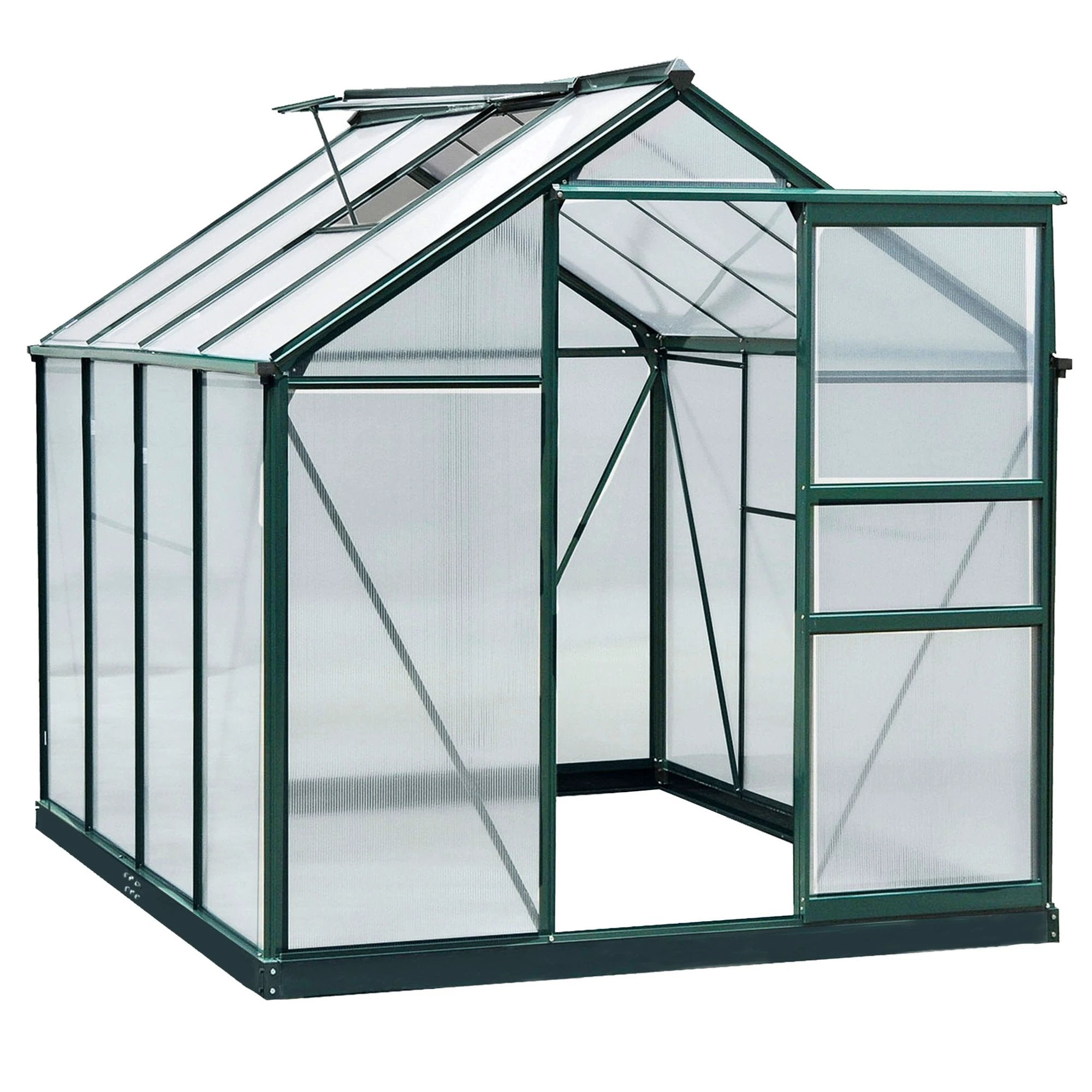 Clear Large Walk-In Greenhouse Garden Plants Grow Galvanized Base, Slide Door by Outsunny