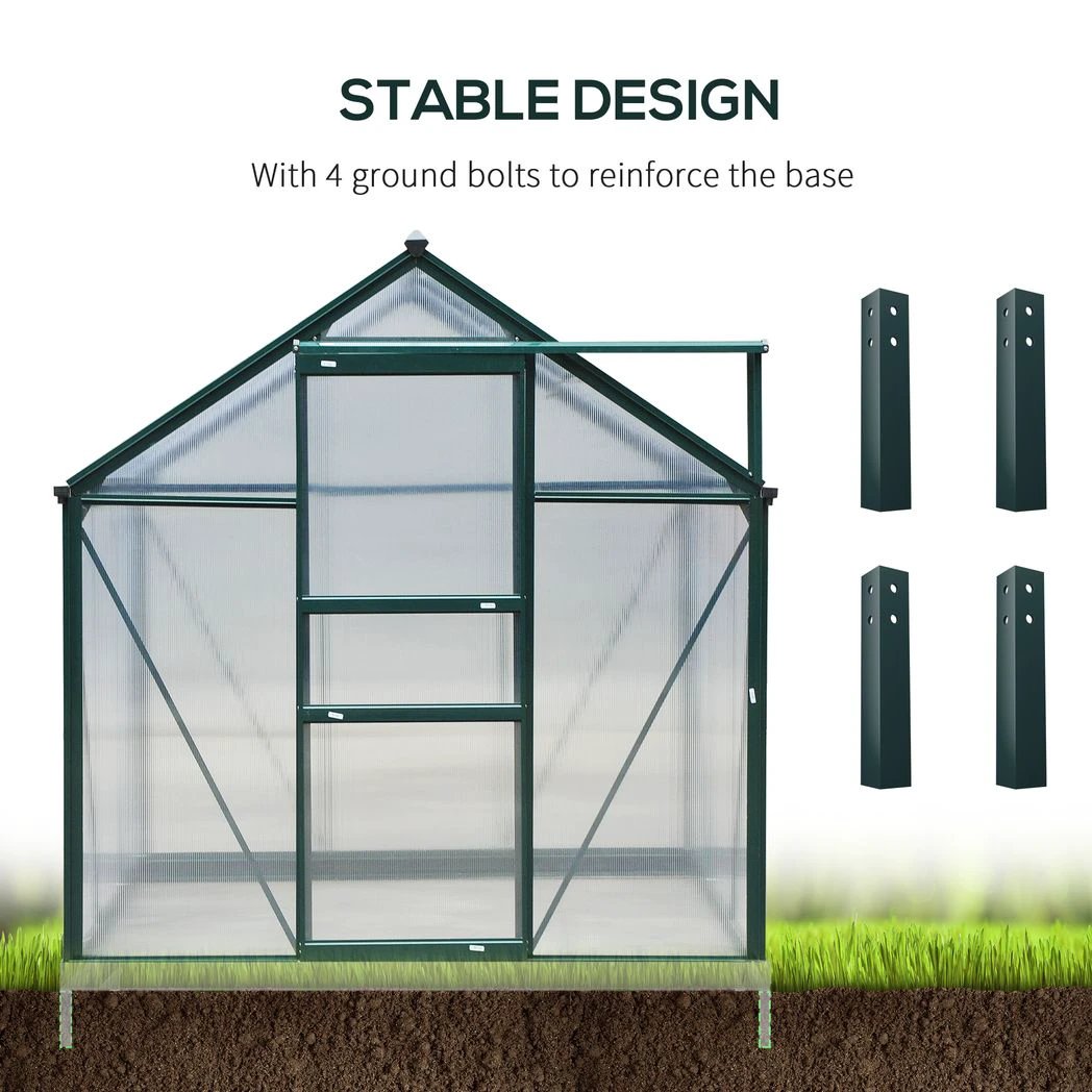 Clear Large Walk-In Greenhouse Garden Plants Grow Galvanized Base, Slide Door by Outsunny