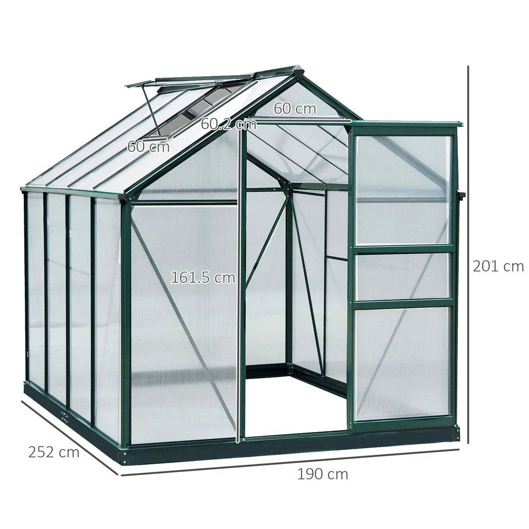 Clear Large Walk-In Greenhouse Garden Plants Grow Galvanized Base, Slide Door by Outsunny
