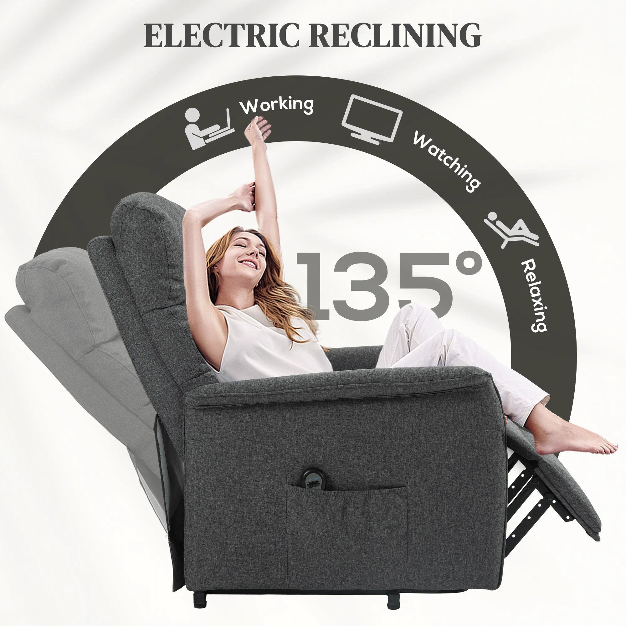 HOMCOM Power Lift Recliner Electric Reclining Chair with Remote Control by HOMCOM