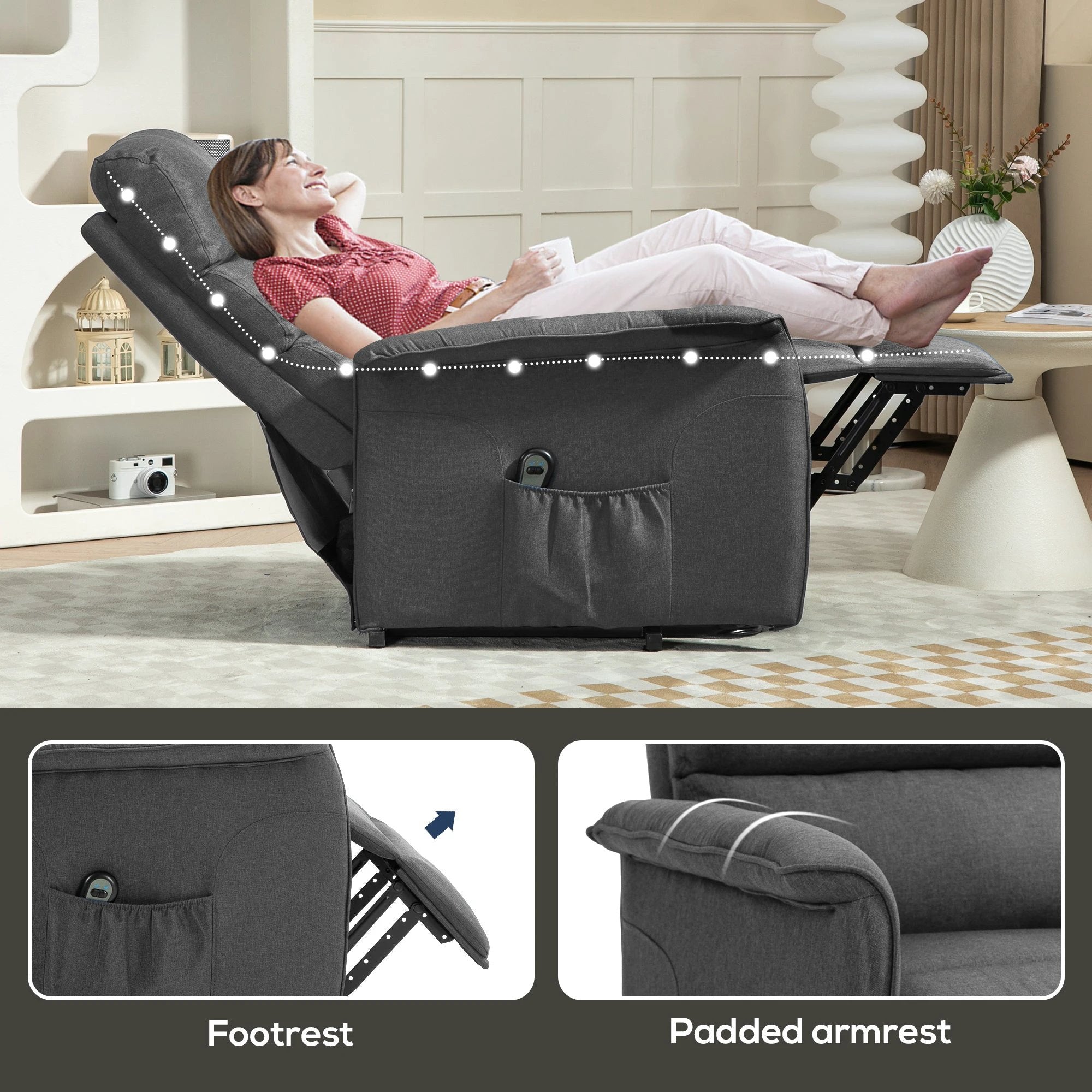HOMCOM Power Lift Recliner Electric Reclining Chair with Remote Control by HOMCOM