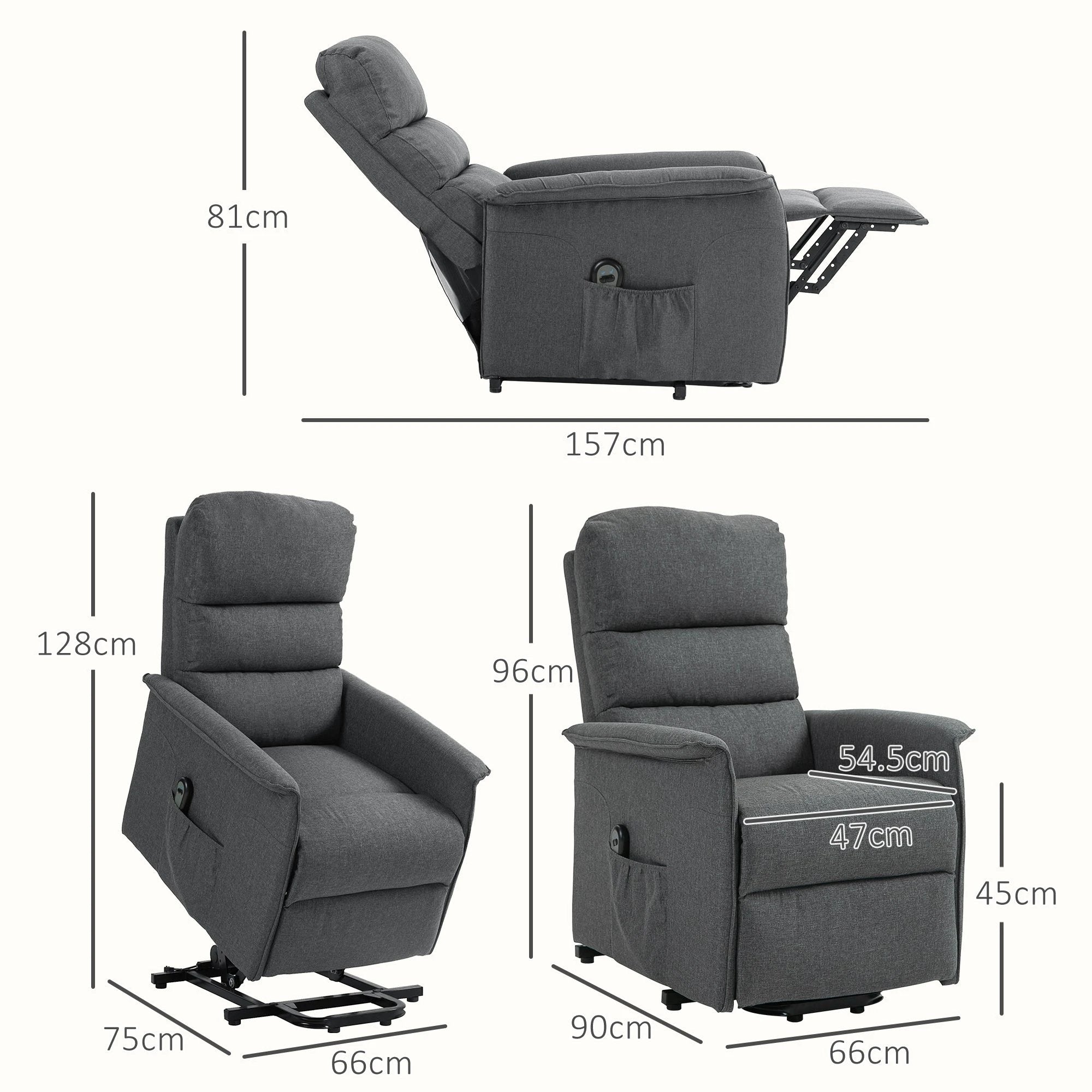 HOMCOM Power Lift Recliner Electric Reclining Chair with Remote Control by HOMCOM