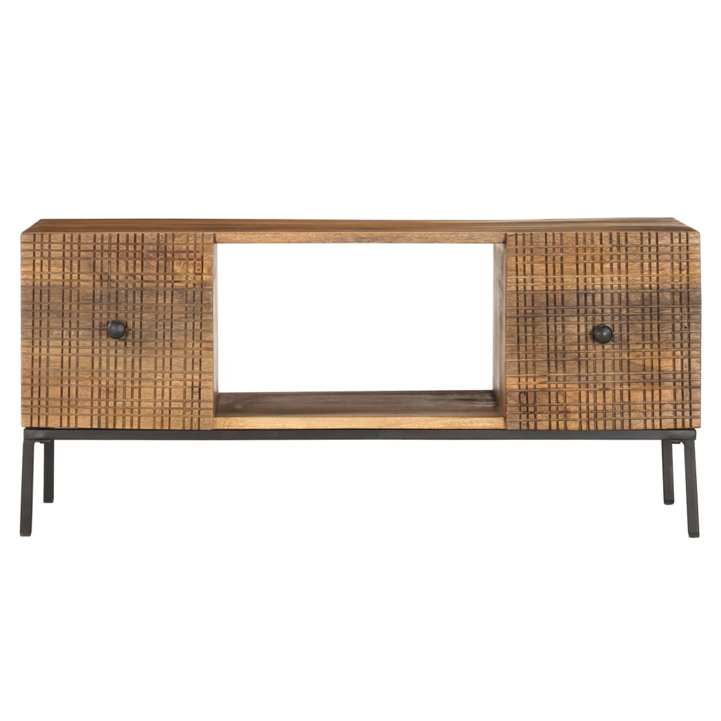 vidaXL VidaXL Coffee Table 90x45x40 cm Solid Mango Wood Handcarved Grid Front for Living Room Decor - Coffee Table