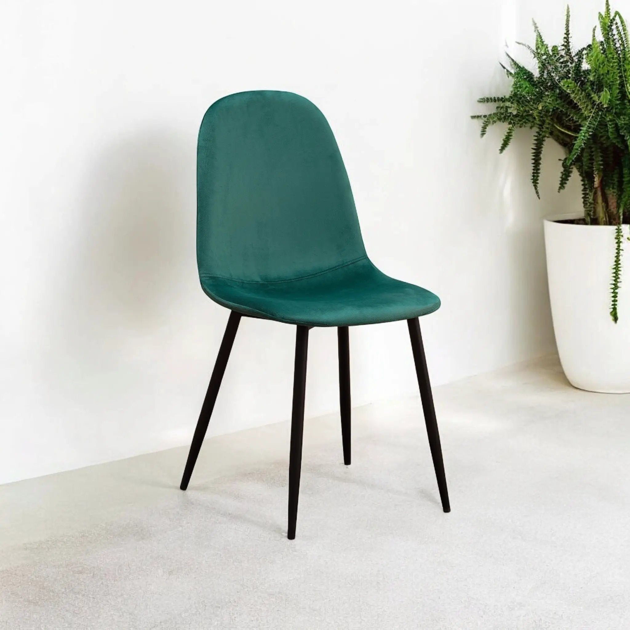 MSL GREEN FABRIC CHAIR BLACK METAL LEGS - Dining Chairs