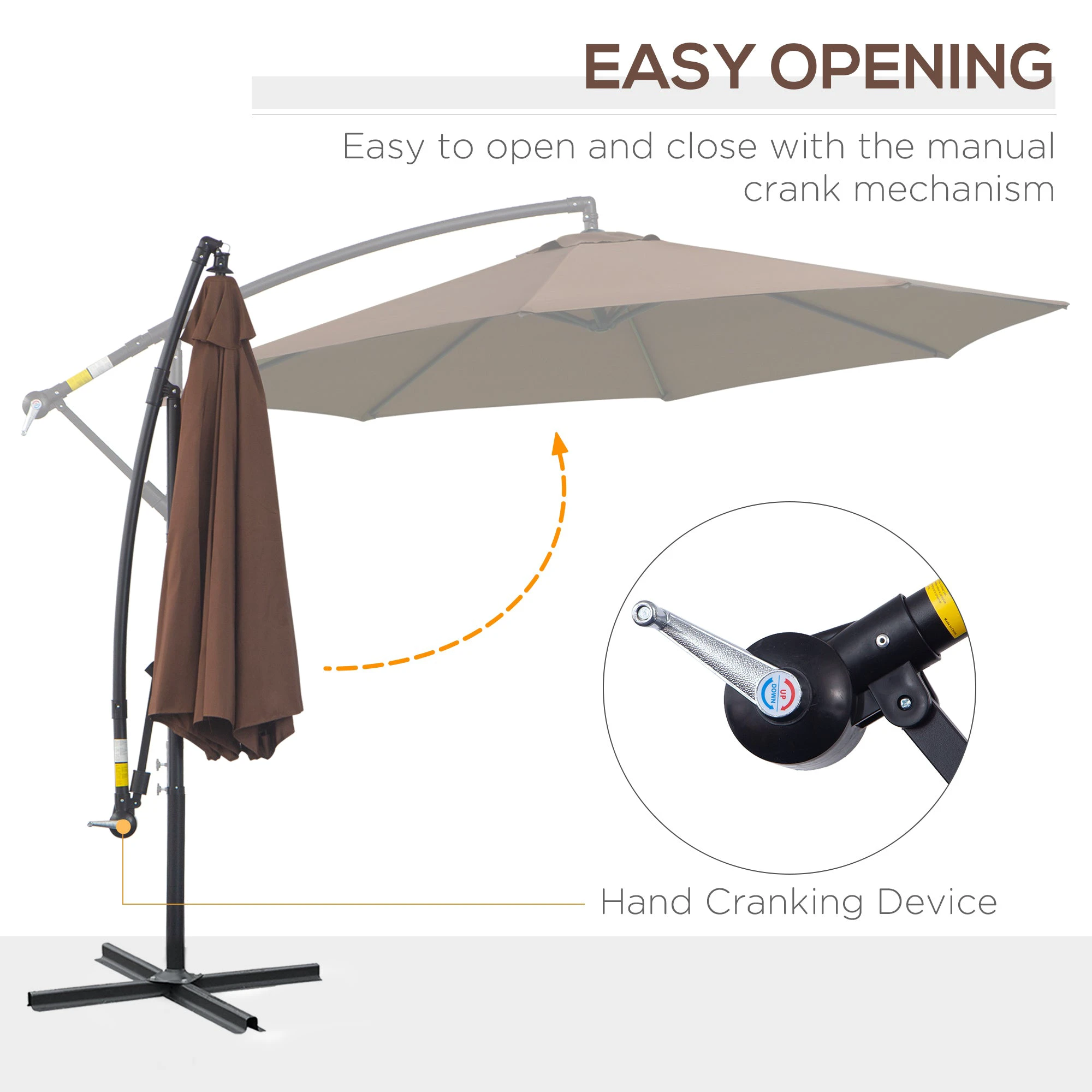 Outsunny 3m Garden Banana Parasol Cantilever Umbrella withCrank& Base by Outsunny