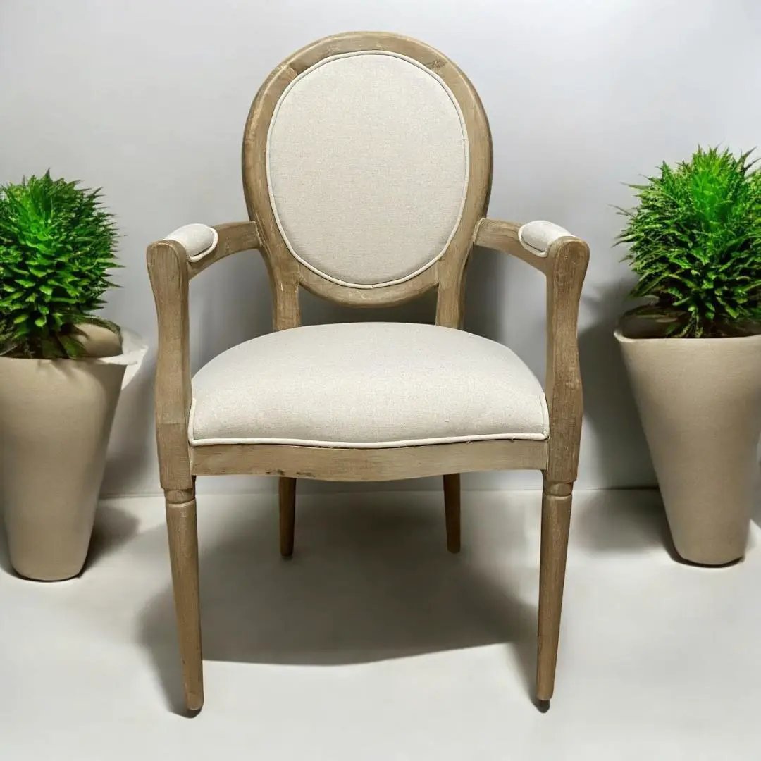 MSL 94CM LINEN FABRIC LOUIS CHAIR - Dining Chairs