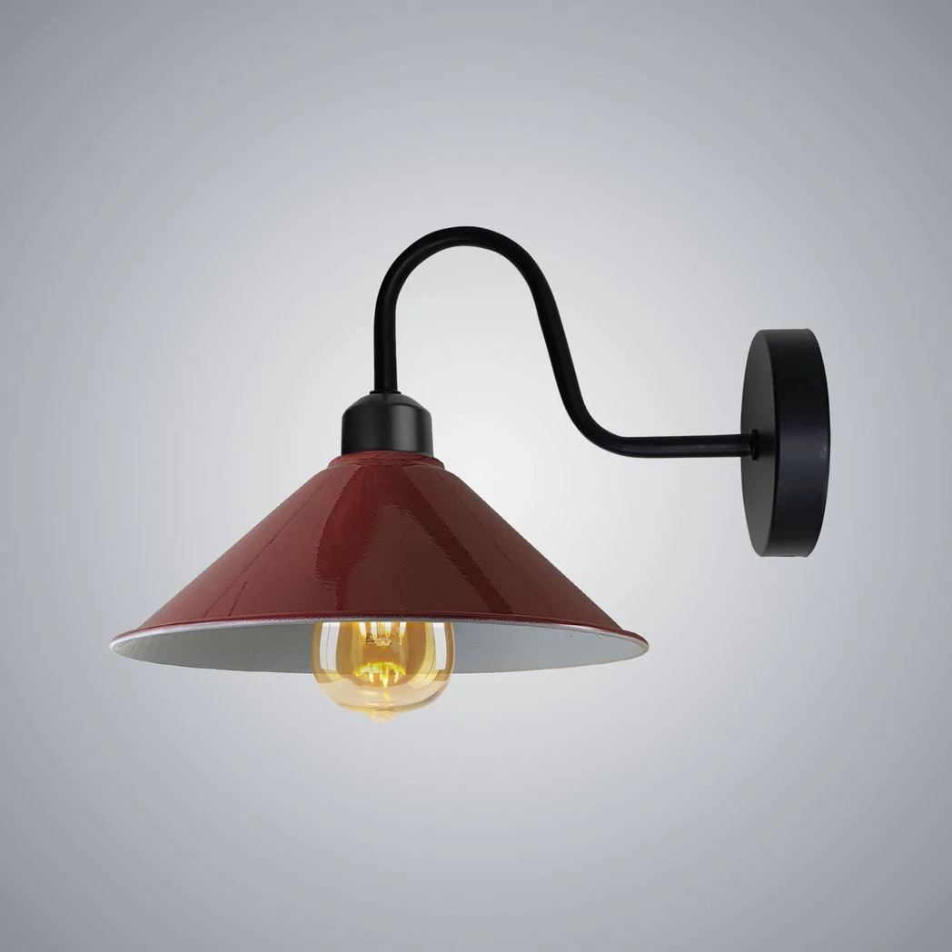 Un-branded Burgandy Wall Light E27 Cone Shade Swan Neck Indoor Use - Wall Lights