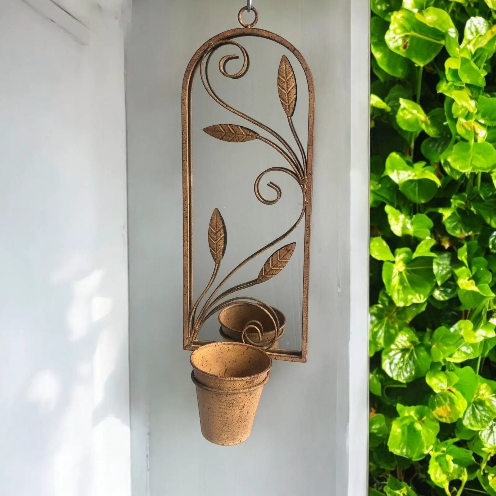 MSL 56CM RUSTY WALL MIRROR WITH PLANTER - Planters