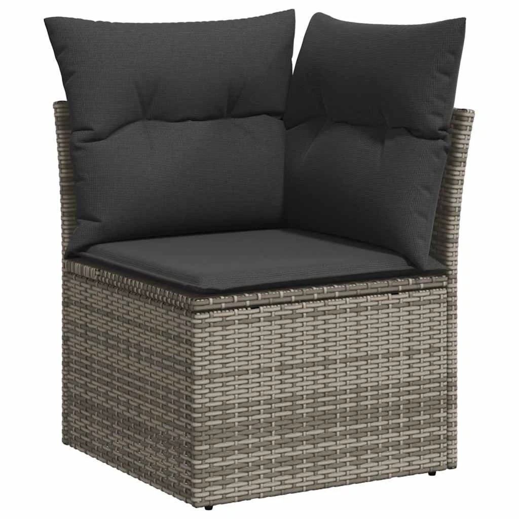 vidaXL 11 Piece Garden Sofa Set with Cushions Black Poly Rattan Acacia by vidaXL